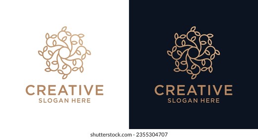 Floral ornament logo design abstract