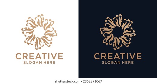 Floral ornament logo design abstract