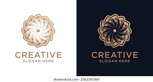 Floral ornament logo design abstract