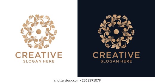 Floral ornament logo design abstract