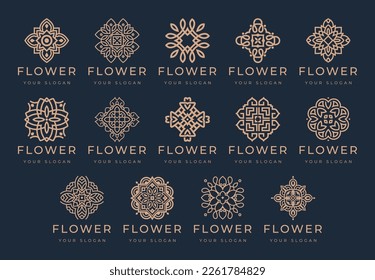 Floral ornament logo and icon collection, Elegant beauty flower logo design set