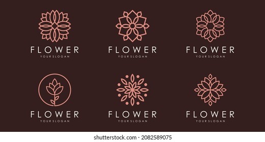 floral ornament logo and icon set. design template vector.