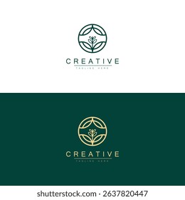 Floral ornament logo and icon set. Abstract beauty flower logo design collection.