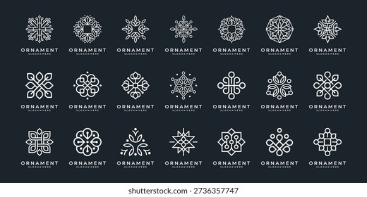Floral ornament logo and icon set. Abstract beauty flower logo design collection.