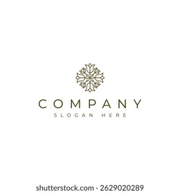 floral ornament logo in line art design style