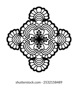 Floral ornament mandala coloring book page. Easy Mandala Coloring Book Pages for Adults to Relax, Experiences Give Relief. Resizeable Vector File