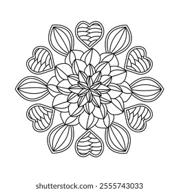 Floral Ornament Mandala, A Coloring Book Design