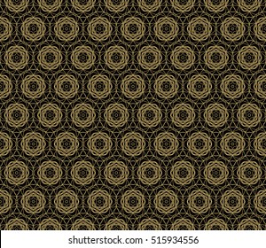 floral ornament. modern geometric pattern. Seamless vector illustration. for interior design, printing, wallpaper, fill pattern. gold on black