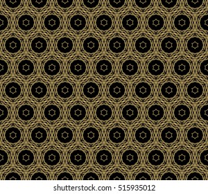 floral ornament. modern geometric pattern. Seamless vector illustration. for interior design, printing, wallpaper, fill pattern. gold on black
