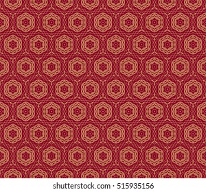 floral ornament. modern geometric pattern. Seamless vector illustration. for interior design, printing, wallpaper, fill pattern. gold on red
