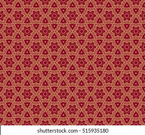floral ornament. modern geometric pattern. Seamless vector illustration. for interior design, printing, wallpaper, fill pattern. gold on red