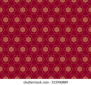 floral ornament. modern geometric pattern. Seamless vector illustration. for interior design, printing, wallpaper, fill pattern. gold on red