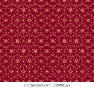 floral ornament. modern geometric pattern. Seamless vector illustration. for interior design, printing, wallpaper, fill pattern. gold on red