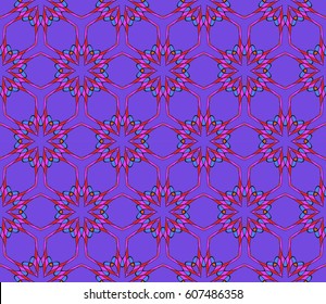 floral ornament. modern geometric pattern. Seamless vector illustration. for interior design, printing, wallpaper, fill pattern. blue, red, color