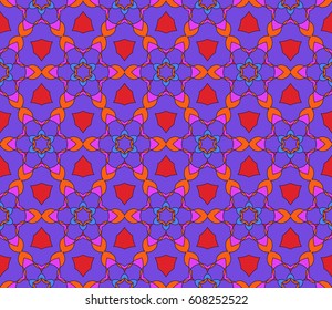 floral ornament. modern geometric pattern. Seamless vector illustration. for interior design, printing, wallpaper, fill pattern. blue, red, color