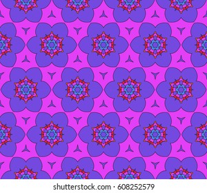 floral ornament. modern geometric pattern. Seamless vector illustration. for interior design, printing, wallpaper, fill pattern. blue, red, color