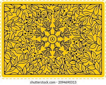 Floral ornament. Monochrome image. Pattern from elements of nature. On the background. Sticker.