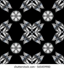 Floral ornament on black background (seamless) eps10