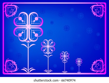  floral ornament on blue background, vector illustration
