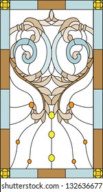 floral ornament on the ceiling, window and door / Stained glass window