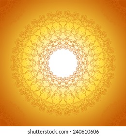 Floral ornament on a colorful yellow orange background for your project