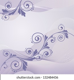 floral ornament on purple background, vector