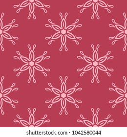Floral ornament on red background. Seamless pattern for textile and wallpapers