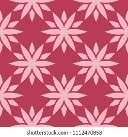 Floral ornament on red background. Seamless pattern for textile and wallpapers