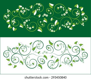 floral ornament on white and green background