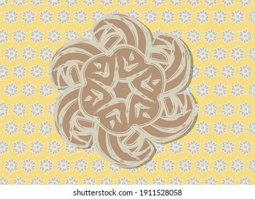Floral ornament on the yellow background.