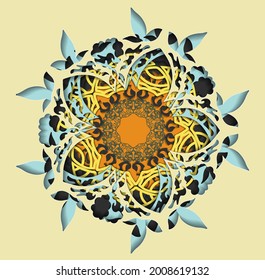 Floral ornament in the paper cut style