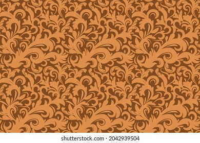 Floral ornament pattern, Baroque, damask Ornament for fabric, wallpaper, Seamless vector background, gold ornaments.