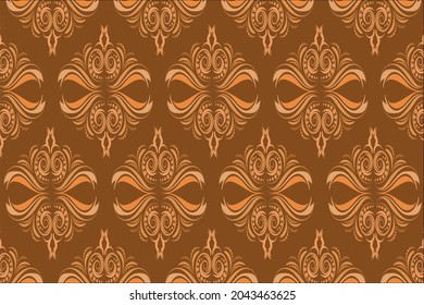 Floral ornament pattern, Baroque, damask Ornament for fabric, wallpaper, Seamless vector background, gold ornaments.