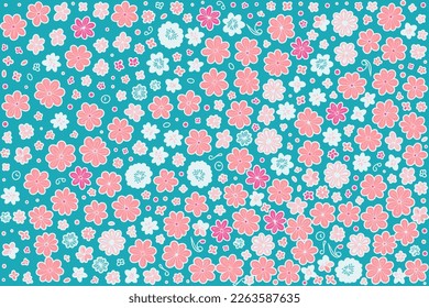 floral ornament pattern in colorful flat design for gift wrapping, vector stock
