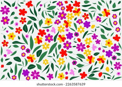 floral ornament pattern in colorful flat design for gift wrapping, vector stock