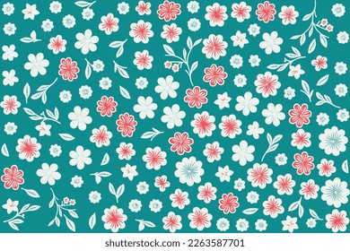 floral ornament pattern in colorful flat design for gift wrapping, vector stock