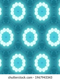 Floral ornament pattern with combination of white light and blue background
