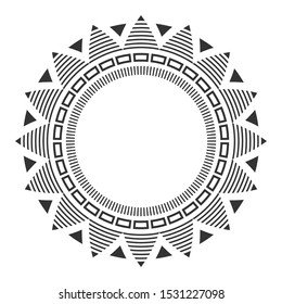 Floral ornament pattern, striped frame. Stylish round ornament with a place for your text isolated on white background. Design elements. Template for greeting card, invitation. Vector illustration.