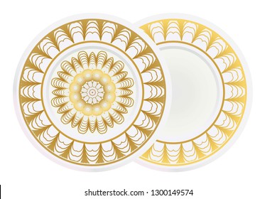 floral ornament plate for wall desight. vector illustration.