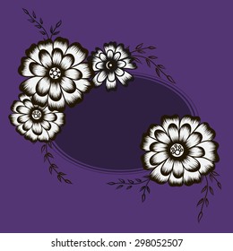floral ornament and round frame