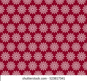 Floral ornament. seamless geometric pattern. Vector illustration. For fashion design, wallpaper, invitation. silver on red Color