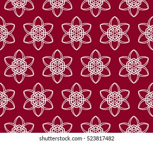Floral ornament. seamless geometric pattern. Vector illustration. For fashion design, wallpaper, invitation. silver on red Color
