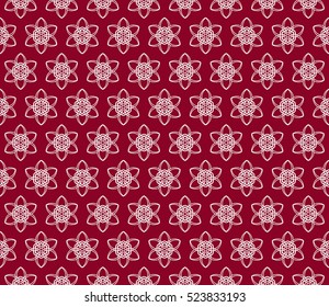 Floral ornament. seamless geometric pattern. Vector illustration. For fashion design, wallpaper, invitation. silver on red Color