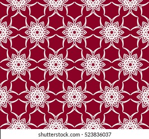 Floral ornament. seamless geometric pattern. Vector illustration. For fashion design, wallpaper, invitation. silver on red Color