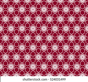 Floral ornament. seamless geometric pattern. Vector illustration. For fashion design, wallpaper, invitation. silver on red Color