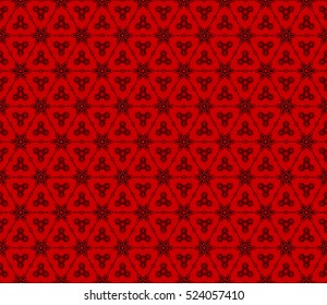 Floral ornament. seamless geometric pattern. Vector illustration. For fashion design, wallpaper, invitation. black on red Color