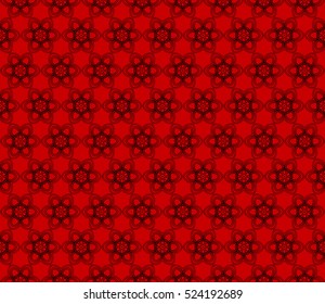 Floral ornament. seamless geometric pattern. Vector illustration. For fashion design, wallpaper, invitation. black on red Color