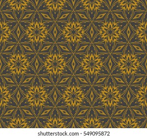 Floral ornament. seamless geometric pattern. Vector illustration. For fashion design, wallpaper, invitation. gold on grey Color
