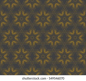 Floral ornament. seamless geometric pattern. Vector illustration. For fashion design, wallpaper, invitation. gold on grey Color