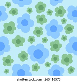 Floral ornament seamless pattern in flat color graphic style